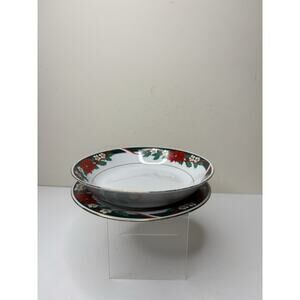 Tienshan Fine China 7 1/2” Coupe Soup Bowl & Salad Plate Deck the Halls